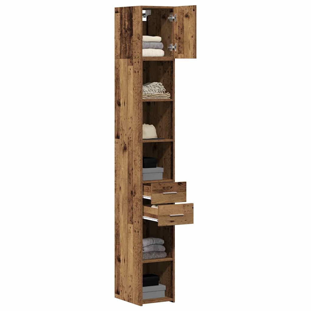 vidaXL Storage Cabinet with Drawer 2 pcs Old Wood 30 x 42.5 x 225 cm
