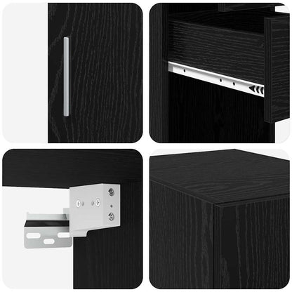 vidaXL Storage Cabinet with Drawer 2 pcs Black Oak 30 x 42.5 x 225 cm