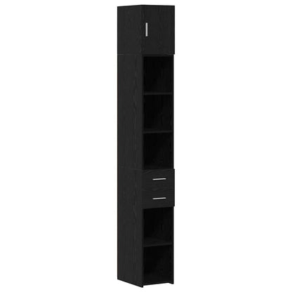 vidaXL Storage Cabinet with Drawer 2 pcs Black Oak 30 x 42.5 x 225 cm