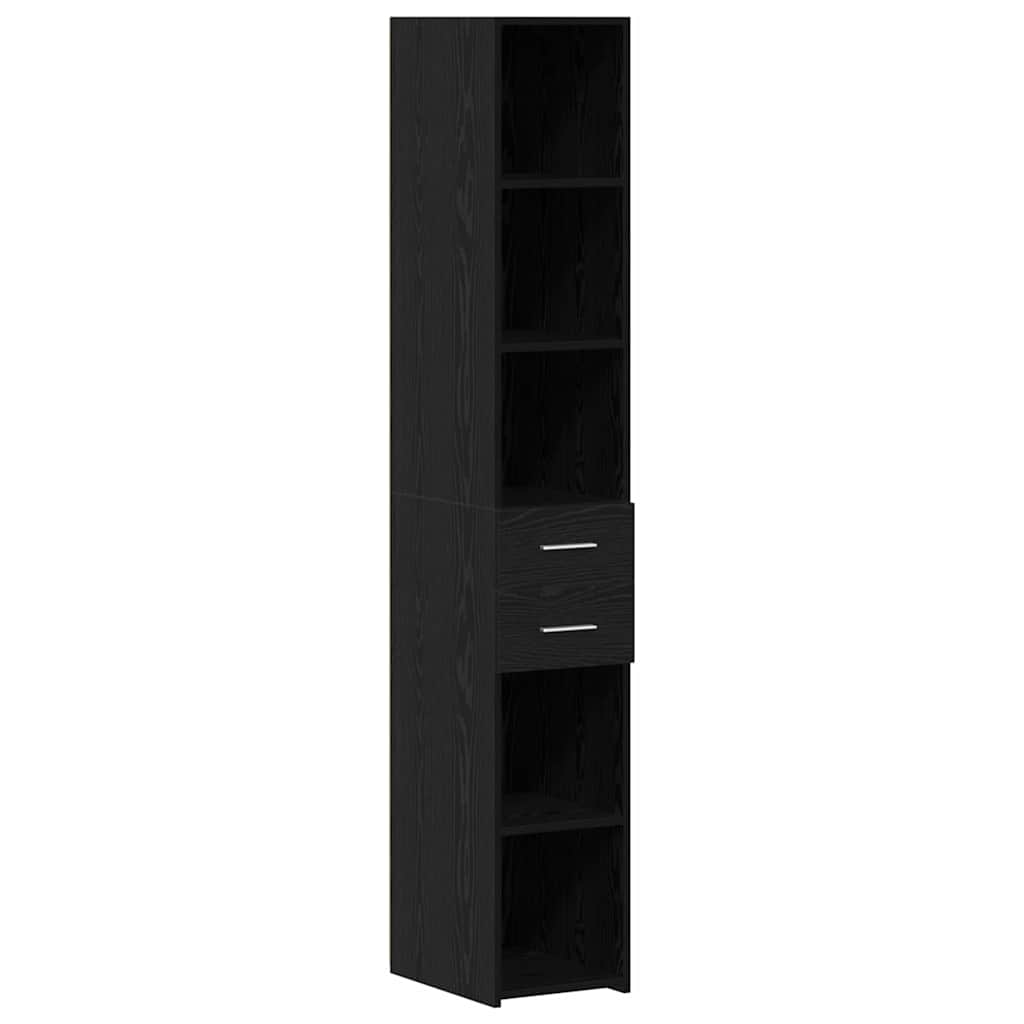 vidaXL Storage Cabinet with Drawer 2 pcs Black Oak 30 x 42.5 x 225 cm