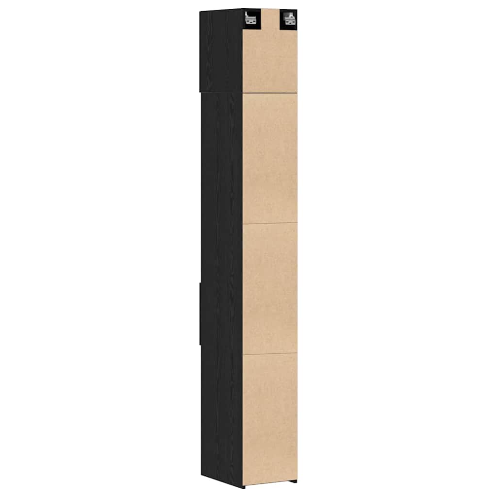 vidaXL Storage Cabinet with Drawer 2 pcs Black Oak 30 x 42.5 x 225 cm