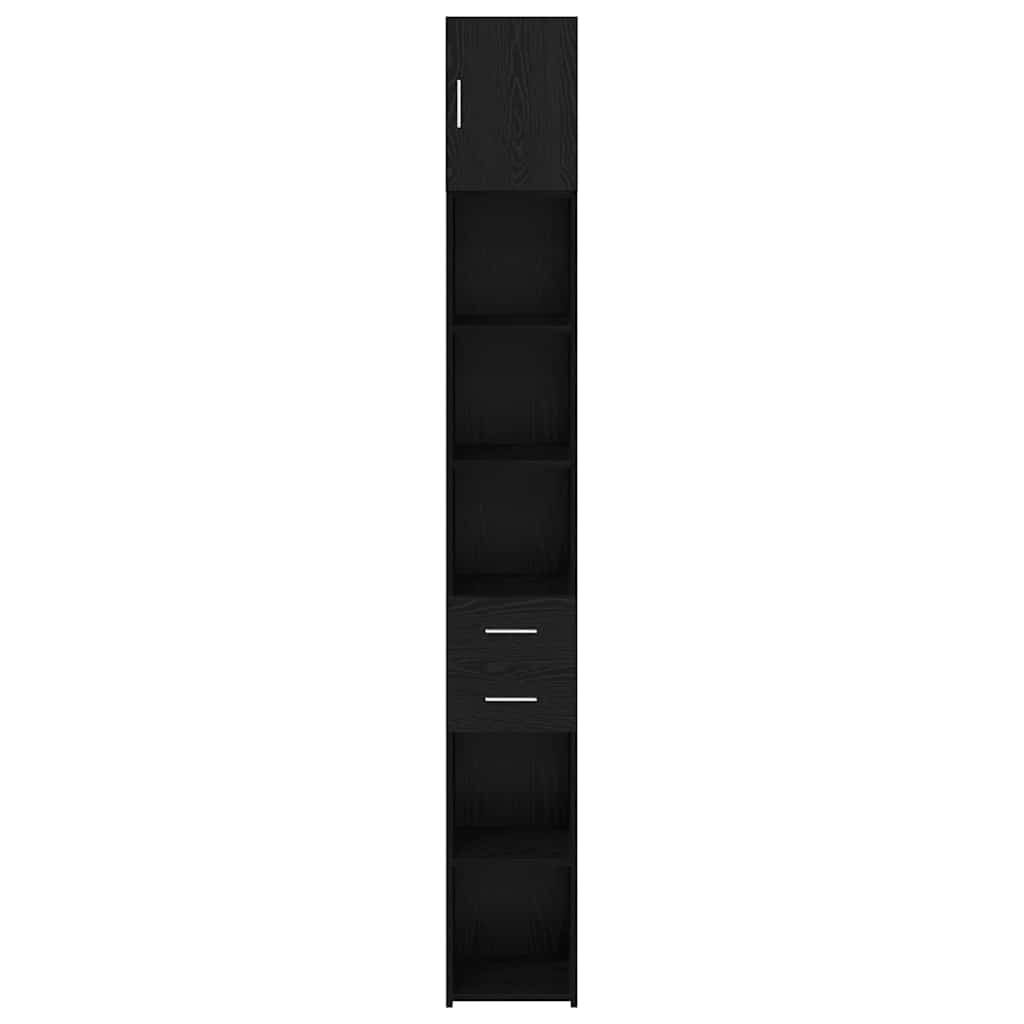 vidaXL Storage Cabinet with Drawer 2 pcs Black Oak 30 x 42.5 x 225 cm