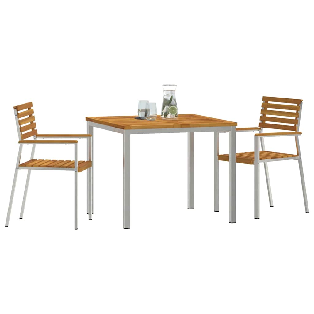 vidaXL Garden Dining Set 3 pcs Solid acacia wood & stainless steel