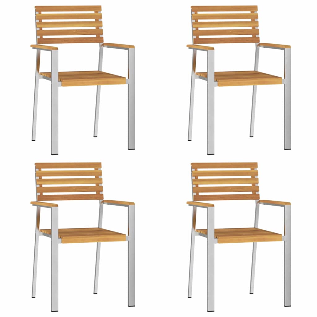 vidaXL Garden Dining Set 5 pcs Solid Acacia Wood and Stainless Steel