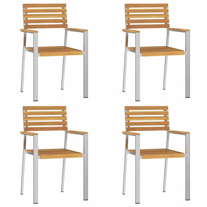vidaXL Garden Dining Set 5 pcs Solid Acacia Wood and Stainless Steel