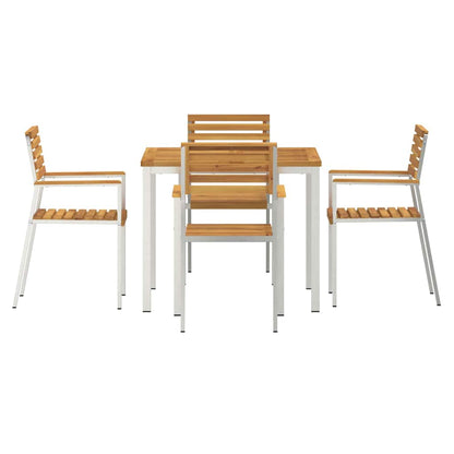 vidaXL Garden Dining Set 5 pcs Solid Acacia Wood and Stainless Steel