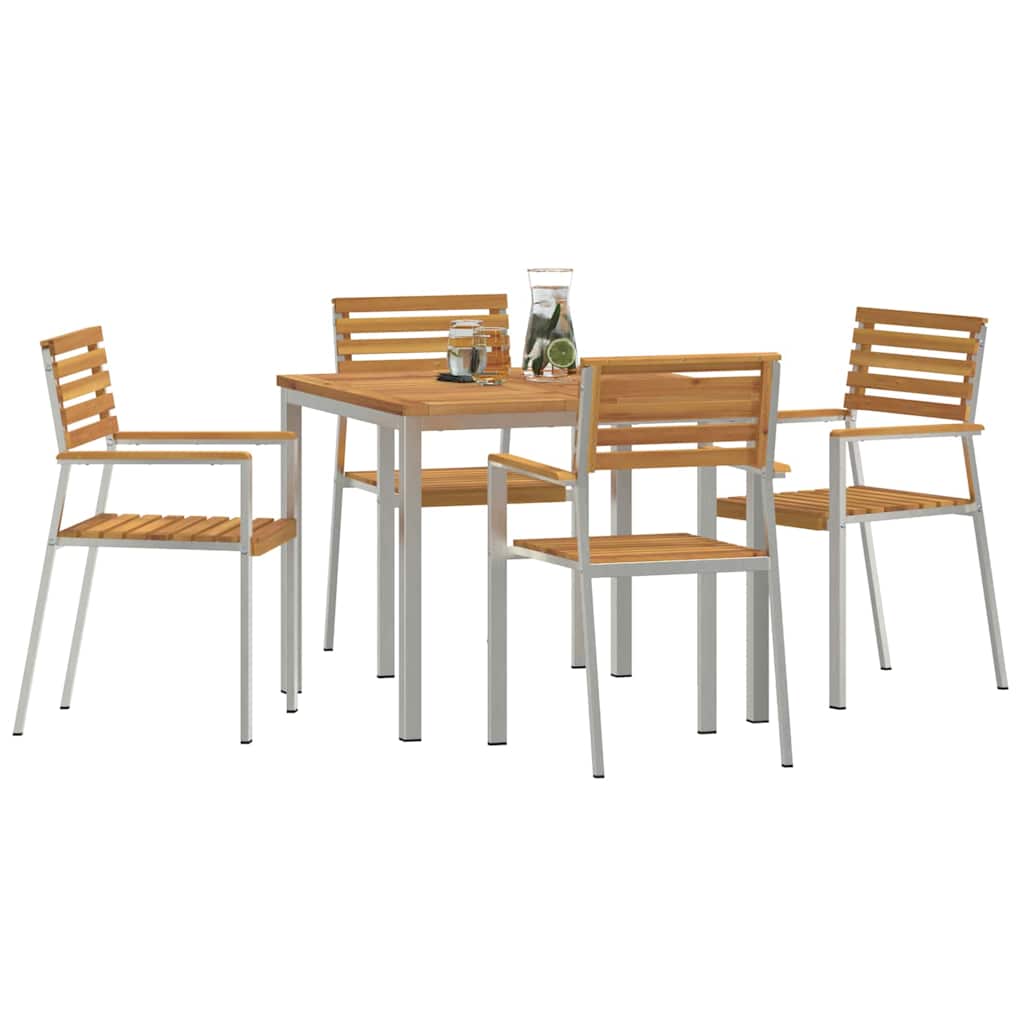 vidaXL Garden Dining Set 5 pcs Solid Acacia Wood and Stainless Steel