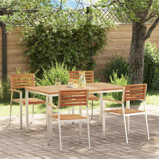 vidaXL Garden Dining Set 5 pcs Solid Acacia Wood and Stainless Steel