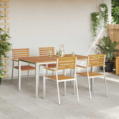 vidaXL Garden Dining Set 5 pcs Solid Acacia Wood and Stainless Steel