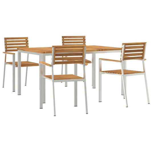 vidaXL Garden Dining Set 5 pcs Solid Acacia Wood and Stainless Steel