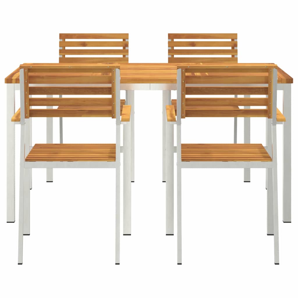 vidaXL Garden Dining Set 5 pcs Solid Acacia Wood and Stainless Steel