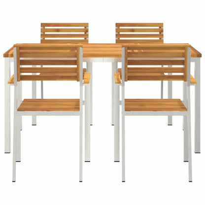 vidaXL Garden Dining Set 5 pcs Solid Acacia Wood and Stainless Steel