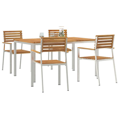 vidaXL Garden Dining Set 5 pcs Solid Acacia Wood and Stainless Steel
