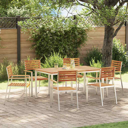 vidaXL Garden Dining Set 7 pcs Solid Acacia Wood and Stainless Steel