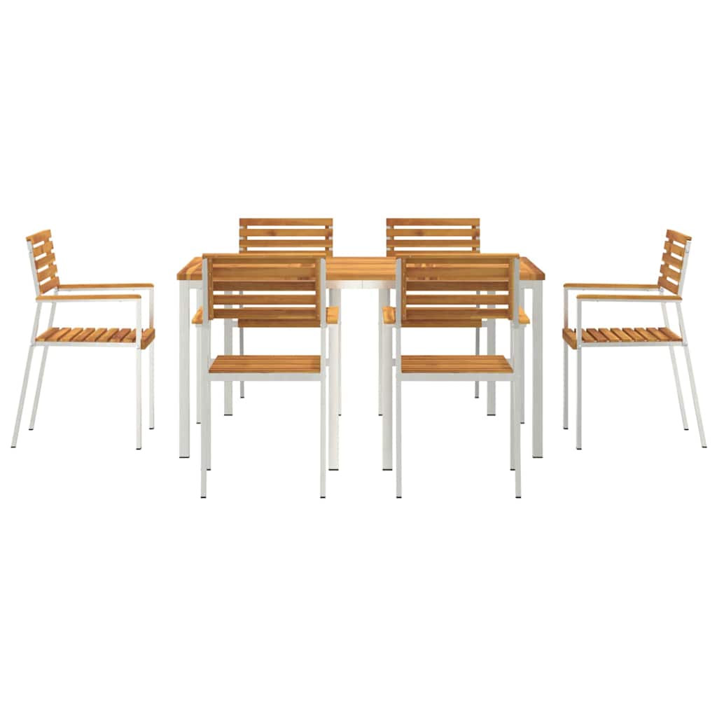 vidaXL Garden Dining Set 7 pcs Solid Acacia Wood and Stainless Steel