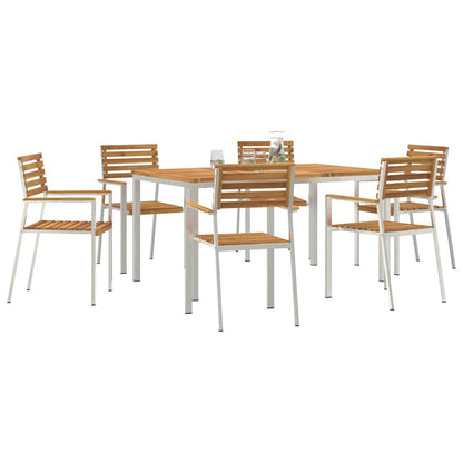 vidaXL Garden Dining Set 7 pcs Solid Acacia Wood and Stainless Steel