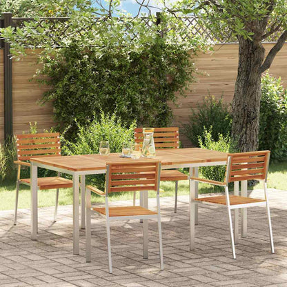 vidaXL Garden Dining Set 5 pcs Solid Acacia Wood and Stainless Steel