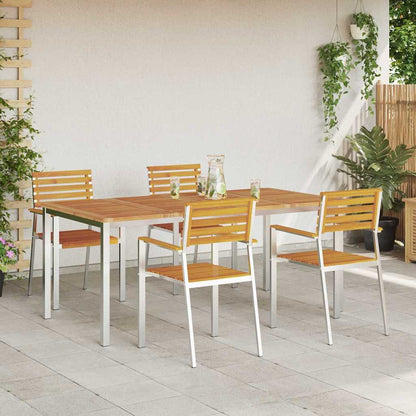 vidaXL Garden Dining Set 5 pcs Solid Acacia Wood and Stainless Steel