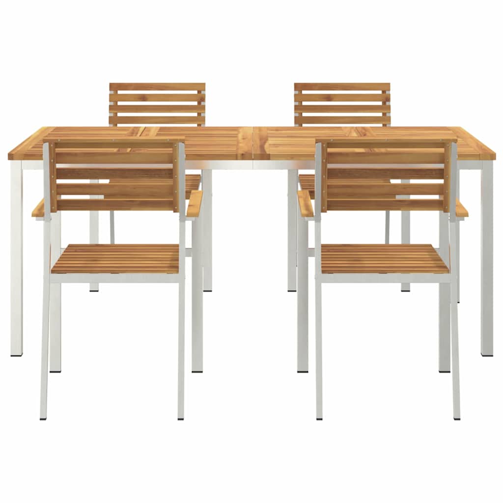 vidaXL Garden Dining Set 5 pcs Solid Acacia Wood and Stainless Steel
