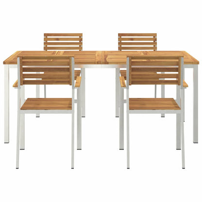 vidaXL Garden Dining Set 5 pcs Solid Acacia Wood and Stainless Steel