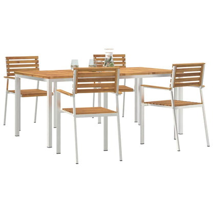vidaXL Garden Dining Set 5 pcs Solid Acacia Wood and Stainless Steel