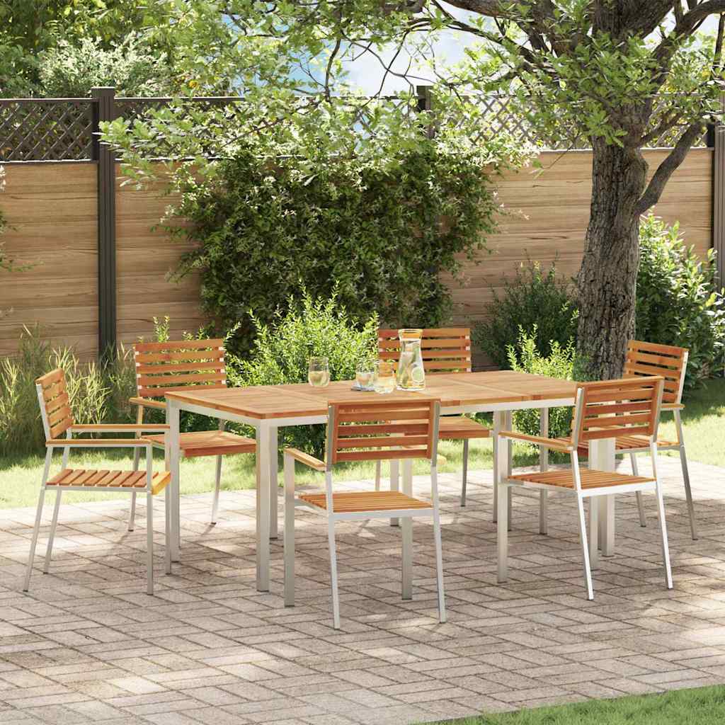 vidaXL Garden Dining Set 7 pcs Solid Acacia Wood and Stainless Steel
