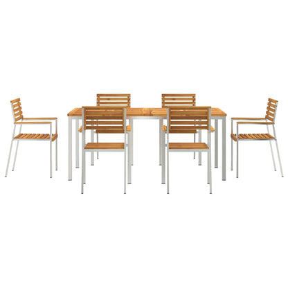 vidaXL Garden Dining Set 7 pcs Solid Acacia Wood and Stainless Steel