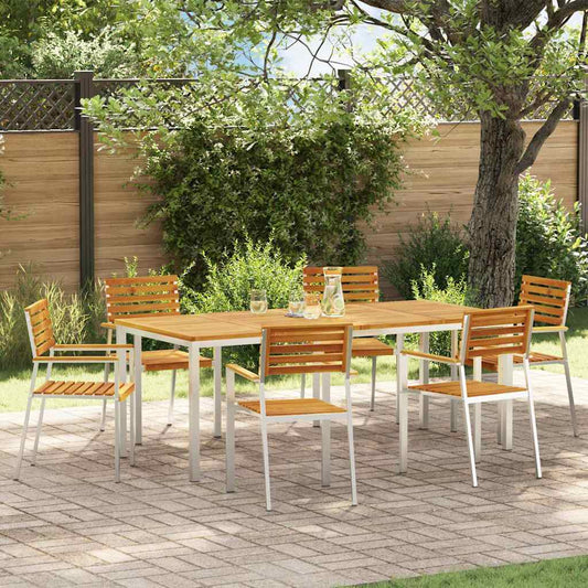 vidaXL Garden Dining Set 7 pcs Solid Acacia Wood and Stainless Steel