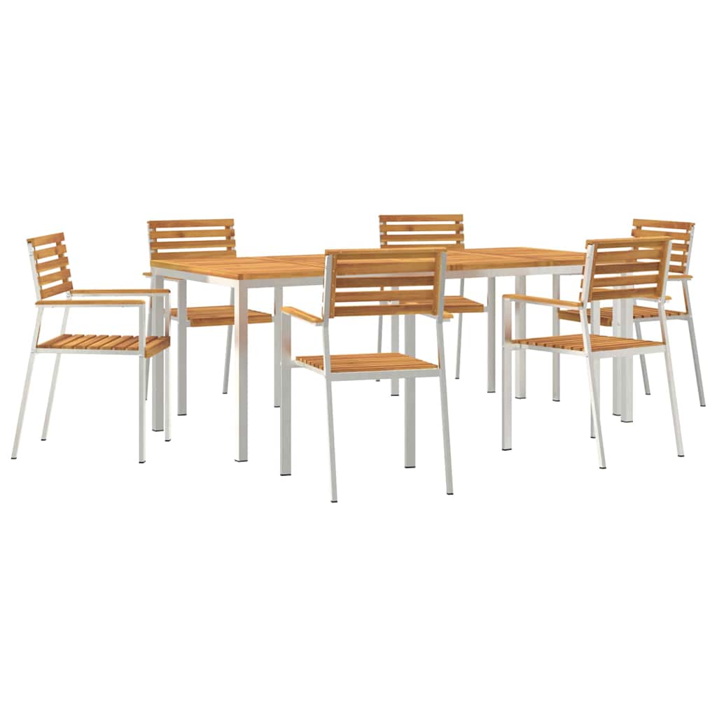 vidaXL Garden Dining Set 7 pcs Brown Solid Acacia Wood