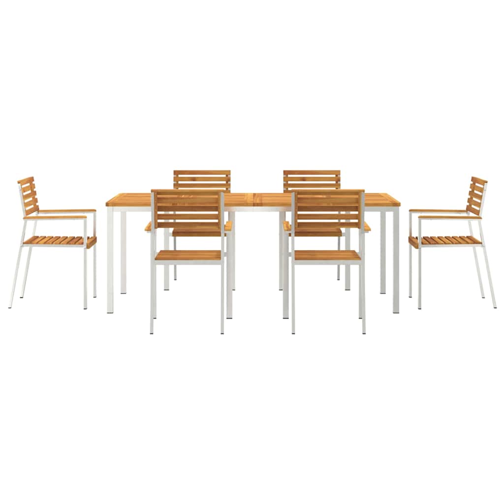 vidaXL Garden Dining Set 7 pcs Brown Solid Acacia Wood