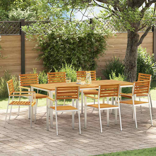 vidaXL Garden Dining Set 9 pcs Solid acacia wood & stainless steel