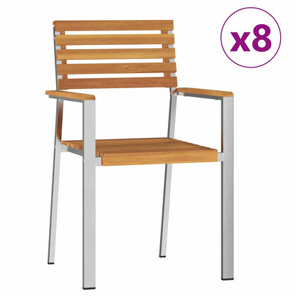 vidaXL Garden Dining Set 9 pcs Solid Acacia Wood and Stainless Steel