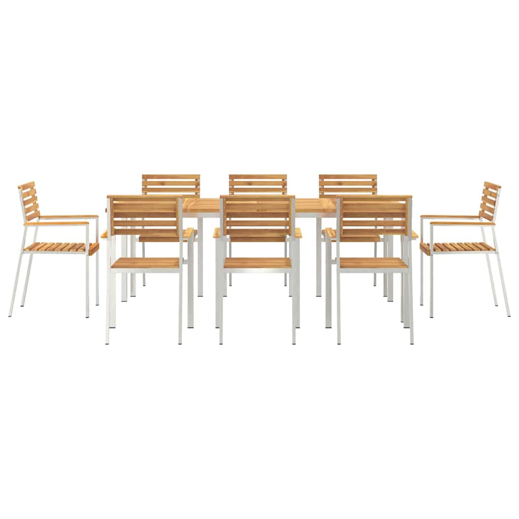 vidaXL Garden Dining Set 9 pcs Solid Acacia Wood and Stainless Steel