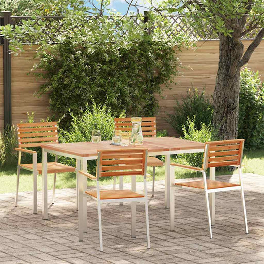 vidaXL Garden Dining Set 5 pcs Solid Teak Wood and Stainless Steel
