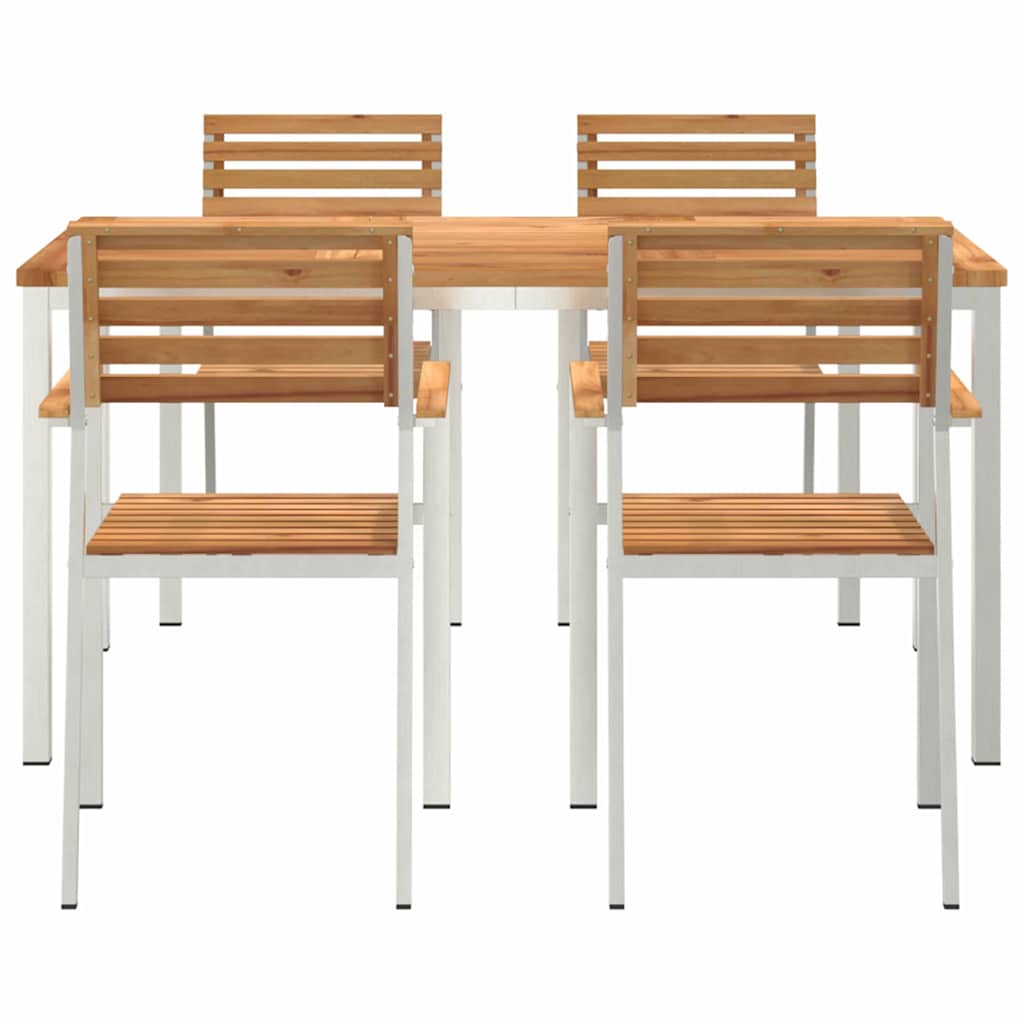 vidaXL Garden Dining Set 5 pcs Solid Teak Wood and Stainless Steel