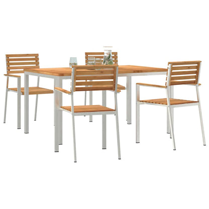 vidaXL Garden Dining Set 5 pcs Solid Teak Wood and Stainless Steel