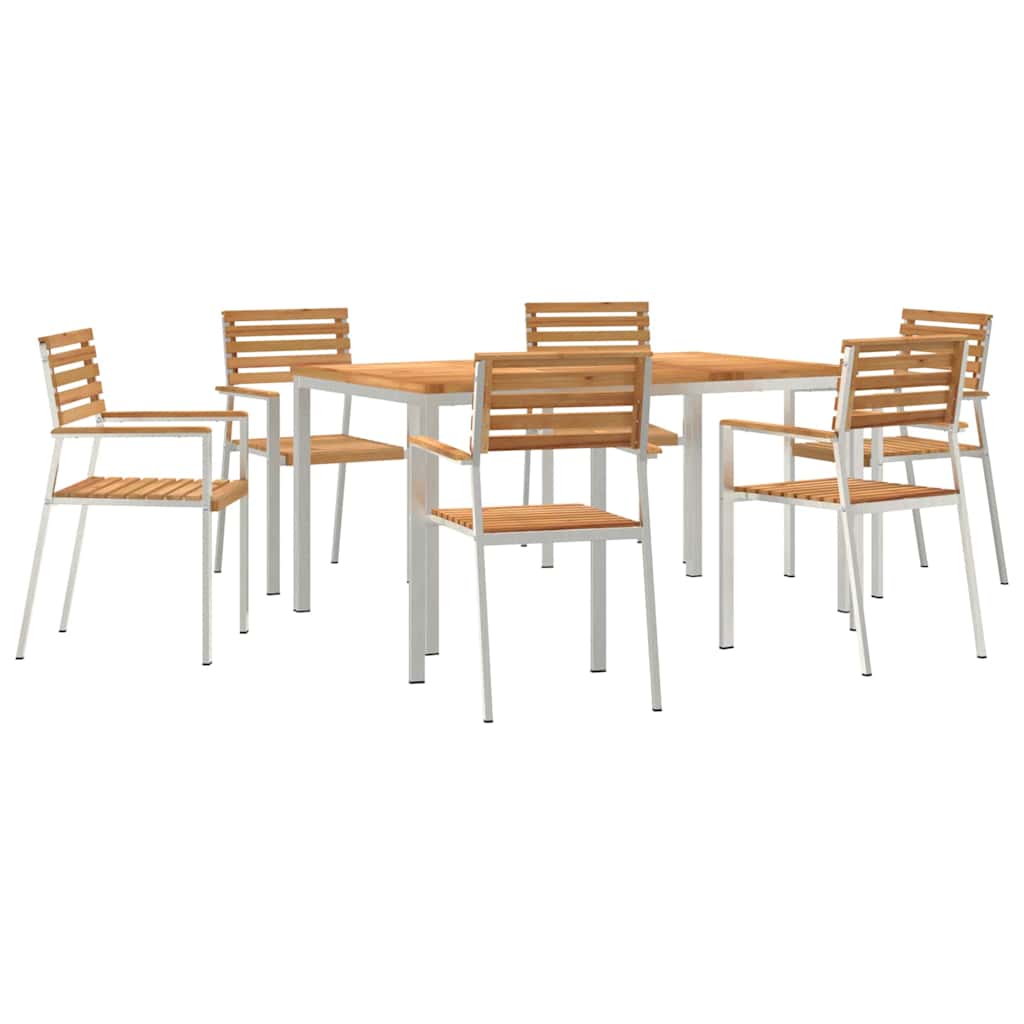 vidaXL Garden Dining Set 7 pcs Solid Teak Wood and Stainless Steel
