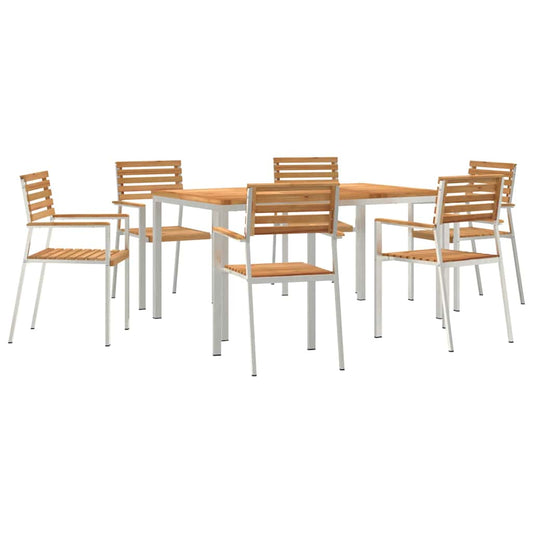vidaXL Garden Dining Set 7 pcs Solid Teak Wood and Stainless Steel