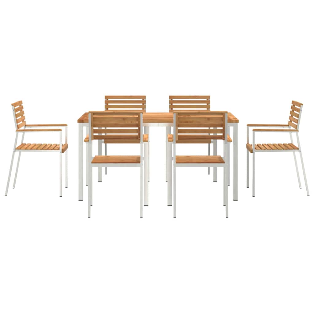 vidaXL Garden Dining Set 7 pcs Solid Teak Wood and Stainless Steel