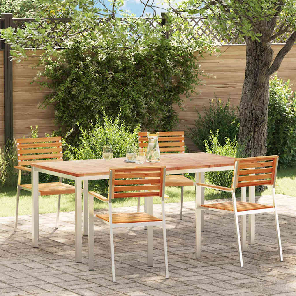 vidaXL Garden Dining Set 5 pcs Solid Teak Wood and Stainless Steel