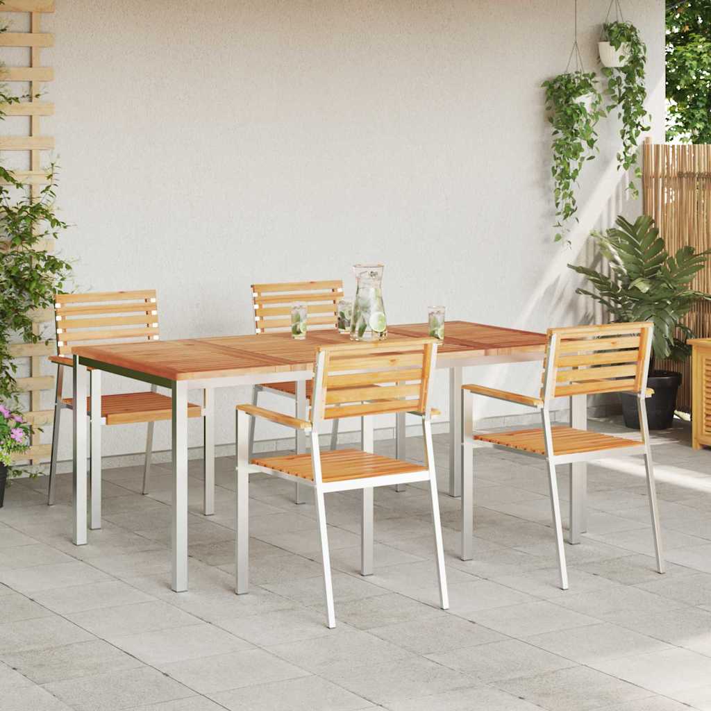 vidaXL Garden Dining Set 5 pcs Solid Teak Wood and Stainless Steel