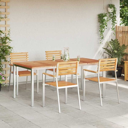 vidaXL Garden Dining Set 5 pcs Solid Teak Wood and Stainless Steel