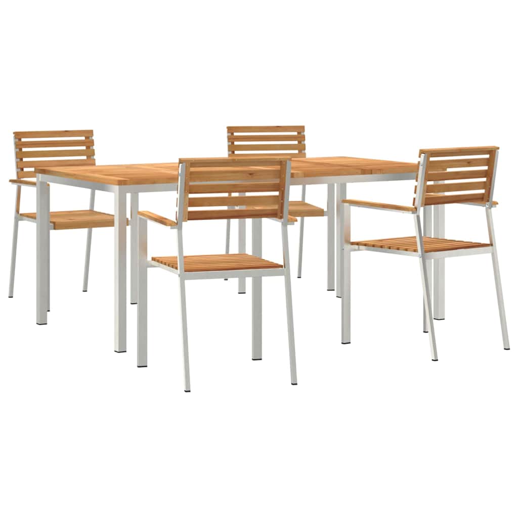 vidaXL Garden Dining Set 5 pcs Solid Teak Wood and Stainless Steel