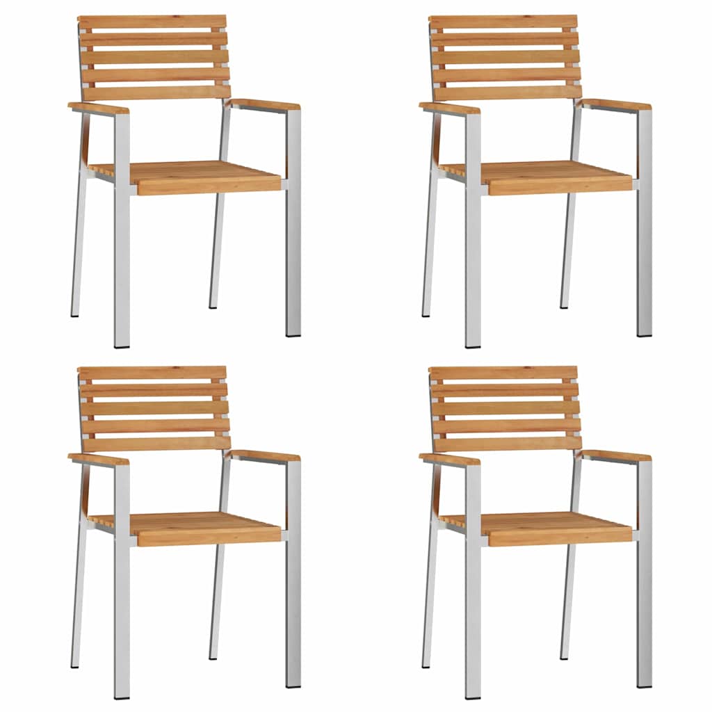 vidaXL Garden Dining Set 5 pcs Solid Teak Wood and Stainless Steel
