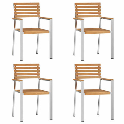 vidaXL Garden Dining Set 5 pcs Solid Teak Wood and Stainless Steel