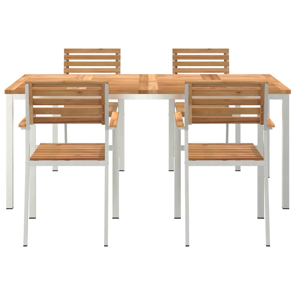vidaXL Garden Dining Set 5 pcs Solid Teak Wood and Stainless Steel