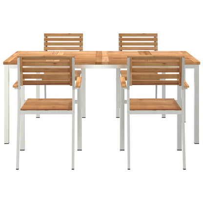 vidaXL Garden Dining Set 5 pcs Solid Teak Wood and Stainless Steel