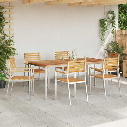 vidaXL Garden Dining Set 7 pcs Solid Teak Wood and Stainless Steel
