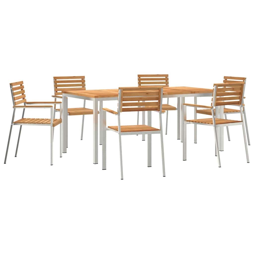 vidaXL Garden Dining Set 7 pcs Solid Teak Wood and Stainless Steel