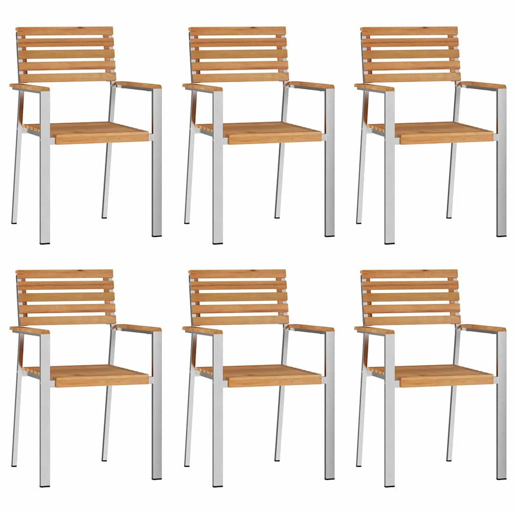 vidaXL Garden Dining Set 7 pcs Solid Teak Wood and Stainless Steel
